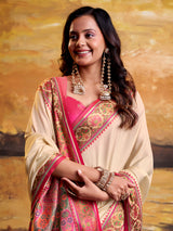 Beige cultural weave patola saree