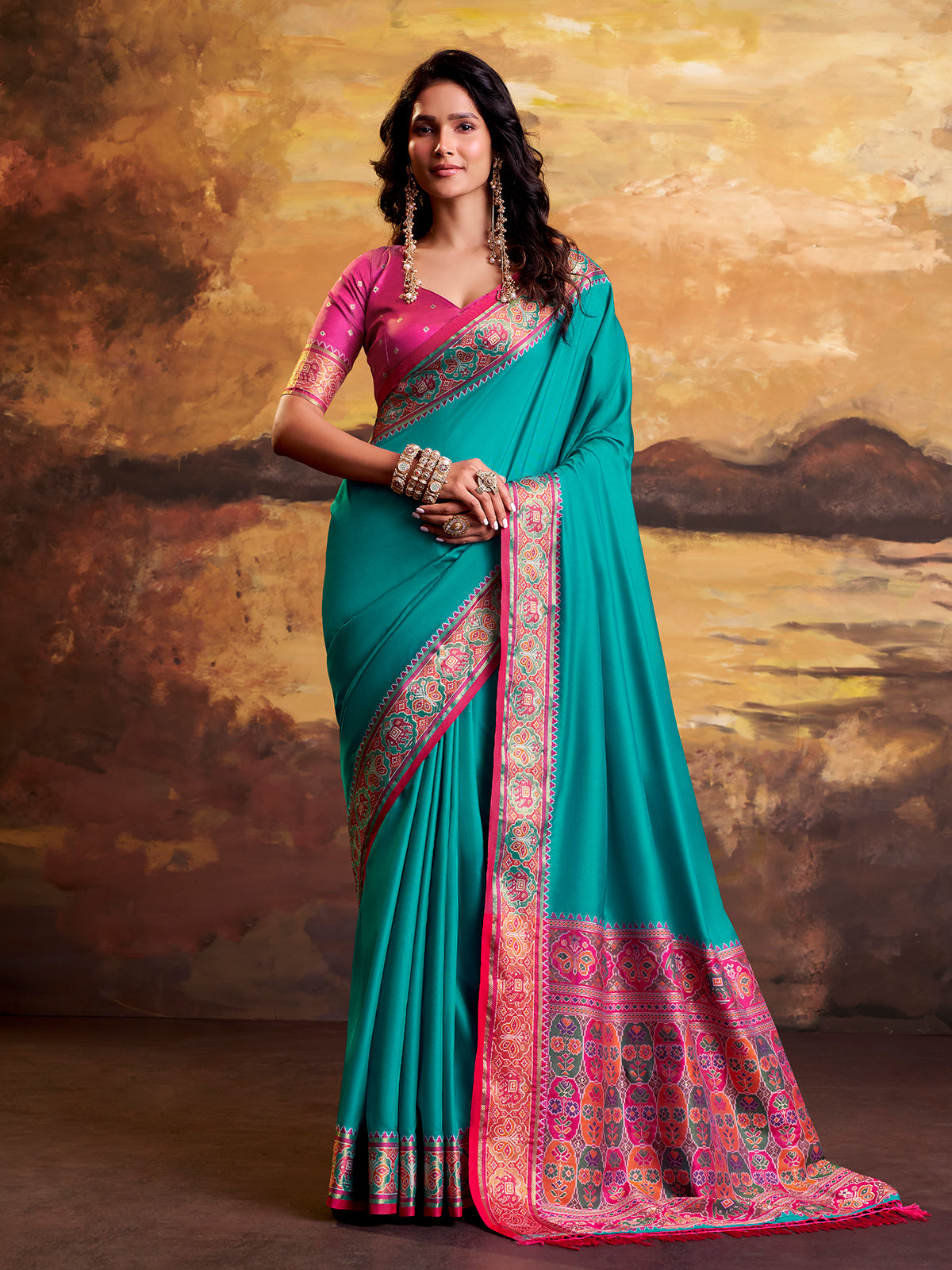 Sky blue artisan patola silk saree