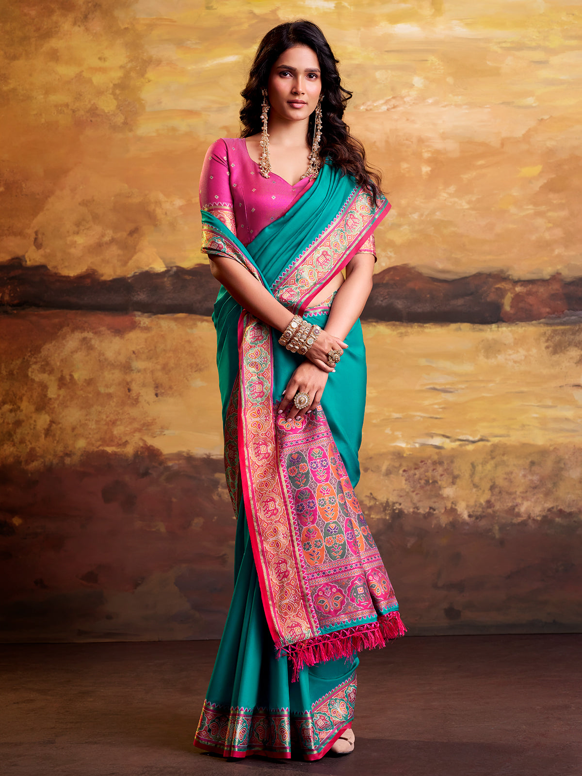 Sky blue artisan patola silk saree