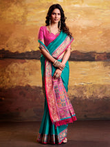 Sky blue artisan patola silk saree