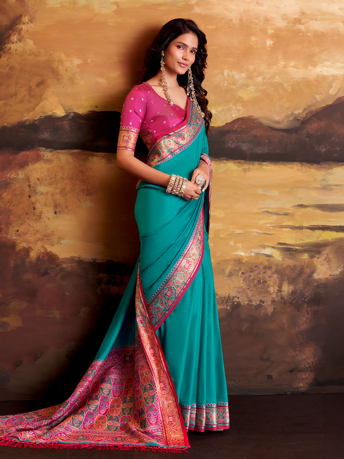 Sky blue artisan patola silk saree