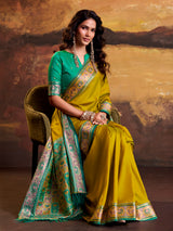 Olive traditional ikat patola saree