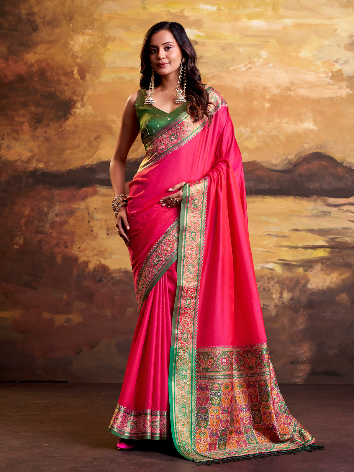 Magenta festive patola silk saree
