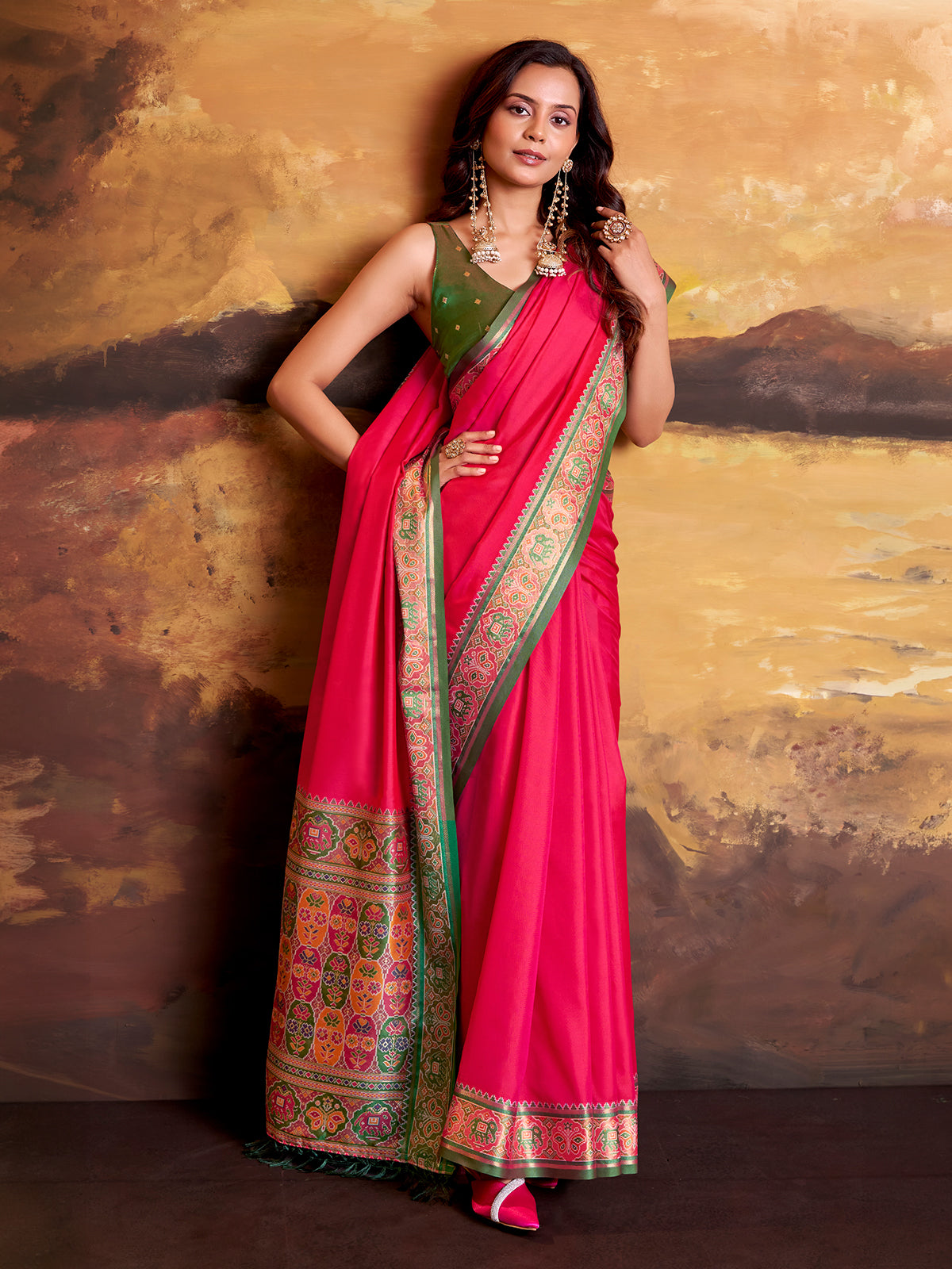 Magenta festive patola silk saree