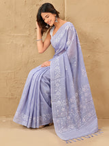 Blue floral printed saree with everyday elegance