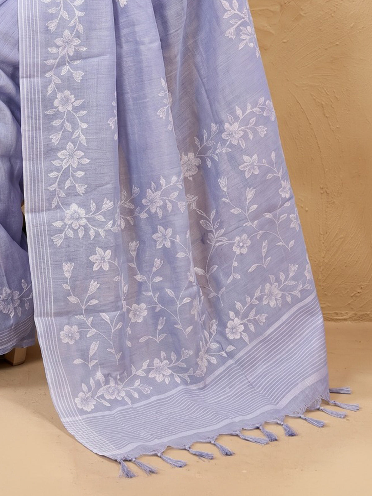 Blue floral printed saree with everyday elegance
