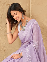 Light purple botanical saree with graceful charm