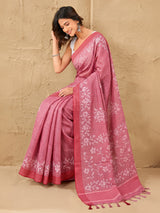 Pink floral delight saree with timeless beauty