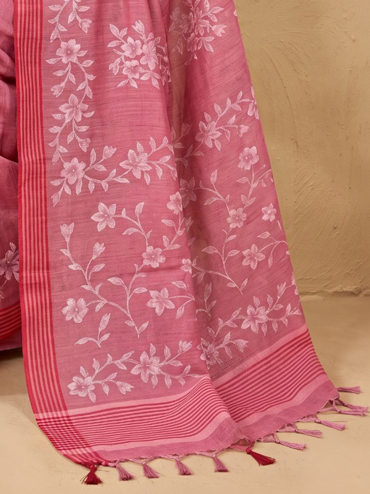 Pink floral delight saree with timeless beauty