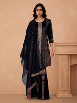 Black satin silk festive palazzo suit design