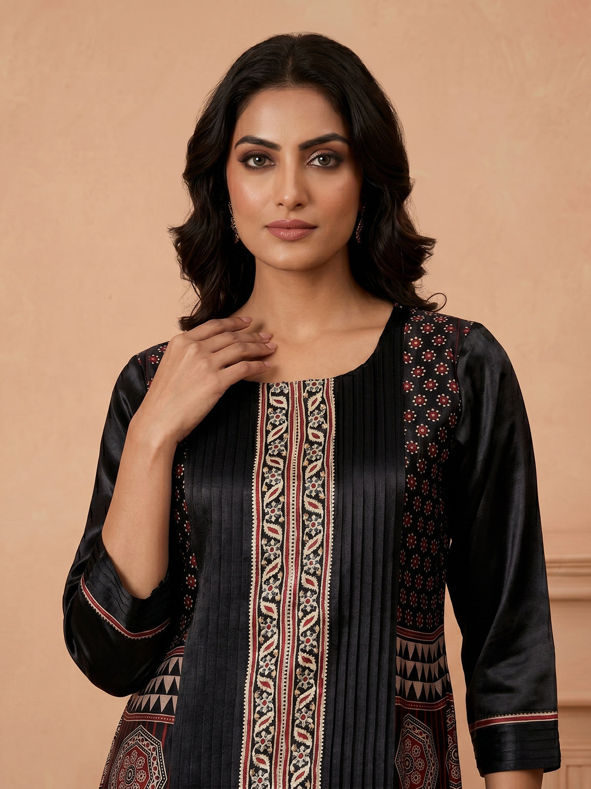 Black satin silk festive palazzo suit design
