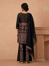 Black satin silk festive palazzo suit design