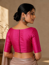 Magenta art silk round neck blouse