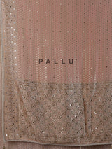 Peach dola silk saree with elegant tassel pallu
