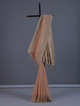 Peach dola silk saree with elegant tassel pallu