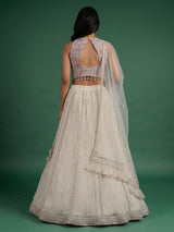 Purple cream chiffon designer lehenga choli with dupatta