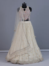 Purple cream chiffon designer lehenga choli with dupatta