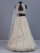 Purple cream chiffon designer lehenga choli with dupatta
