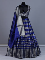 Silver blue silk embellished lehenga choli with dupatta