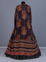 Brown silk long jacket style lehenga choli