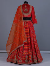Red silk rajasthani style lehenga choli with dupatta