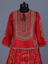 Red silk rajasthani style lehenga choli with dupatta