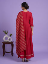 Rani pink embroidered floor length suit