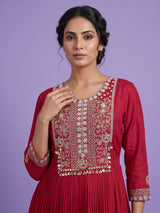 Rani pink embroidered floor length suit