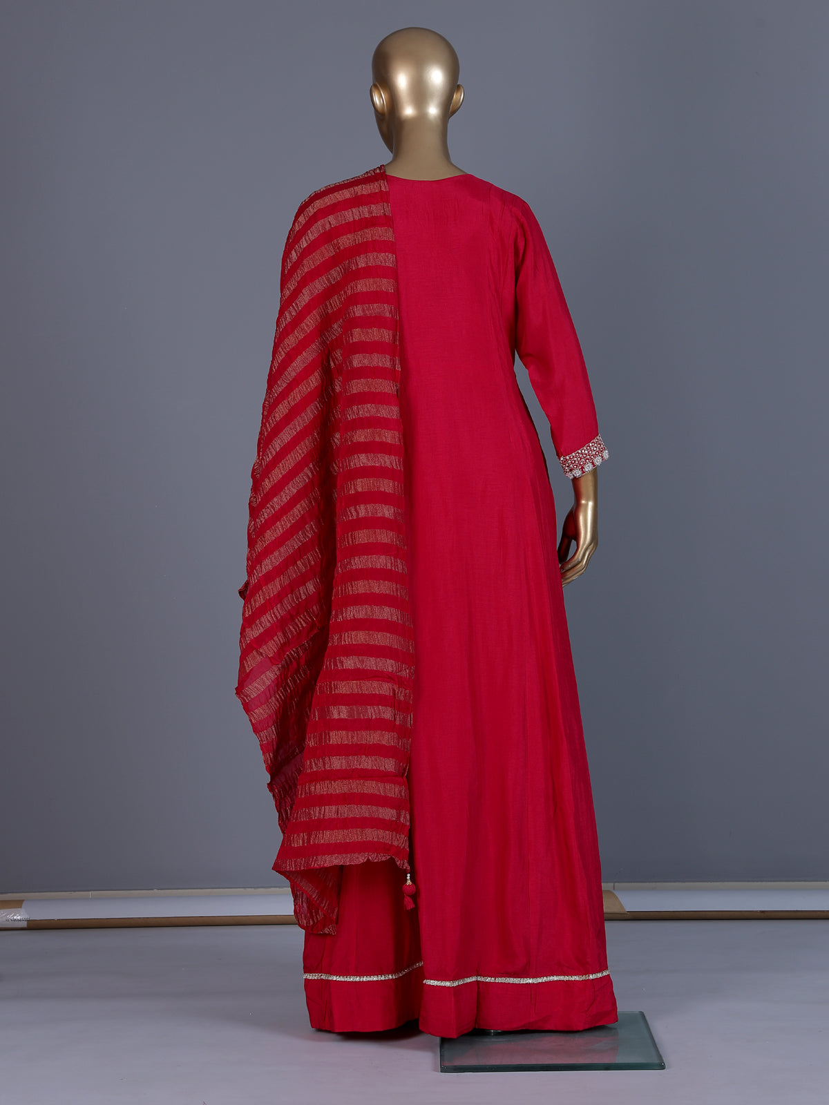 Rani pink embroidered floor length suit