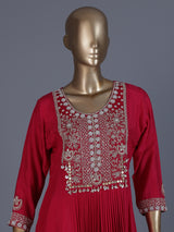 Rani pink embroidered floor length suit