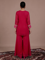 Rani pink printed georgette palazzo suit