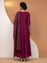 Purple designer modal satin floor length suit