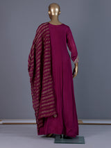 Purple designer modal satin floor length suit