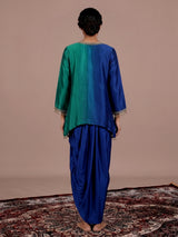 Blue Mughal inspired indo western dhoti suit