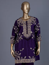 Purple designer cotton silk sharara suit
