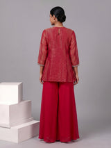 Rani pink embroidered silk sharara suit