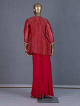 Rani pink embroidered silk sharara suit