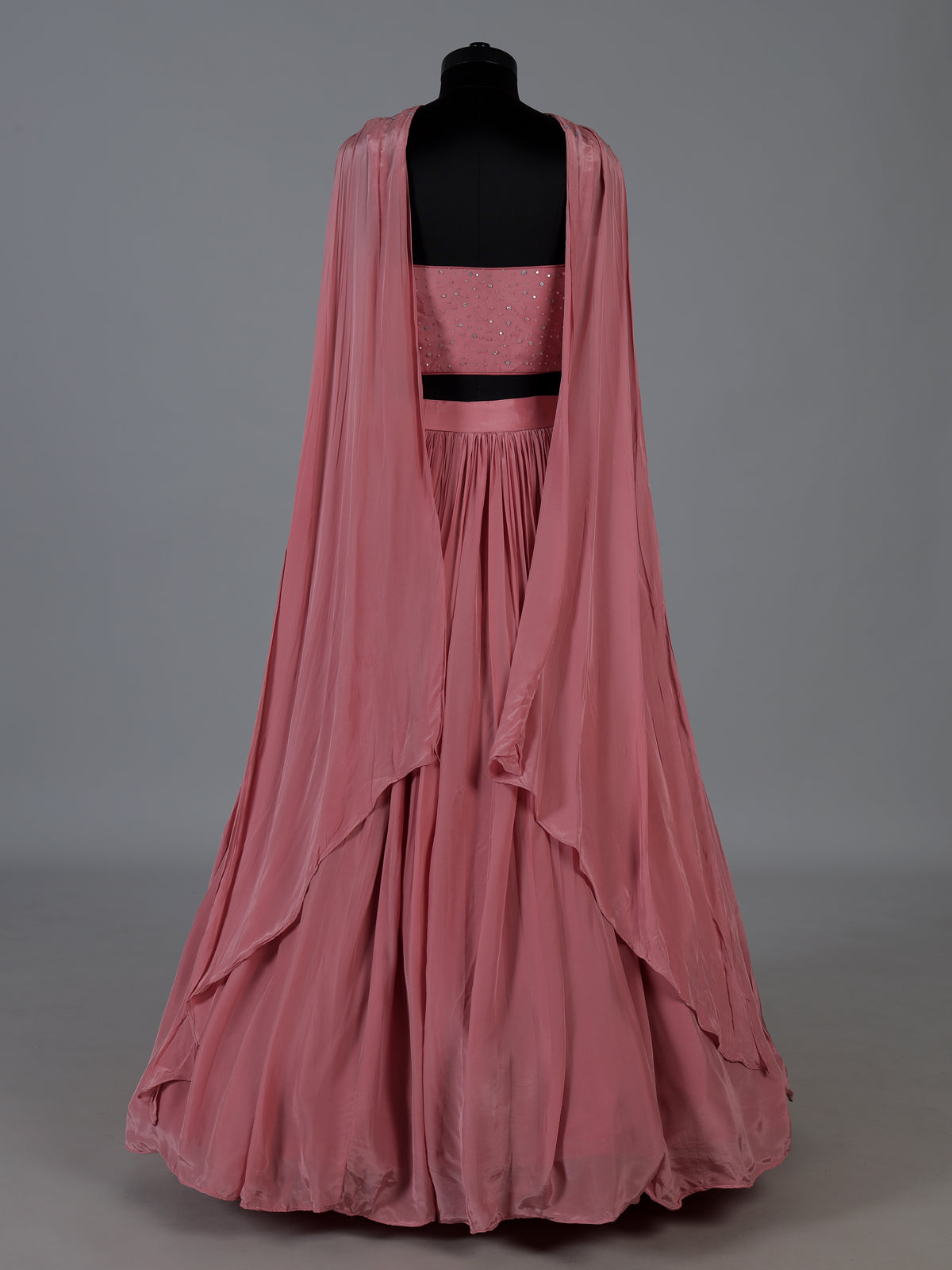 Powder pink silk designer lehenga choli with choker dupatta