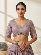 Lavender purple Banarasi silk lehenga choli with dupatta elegance