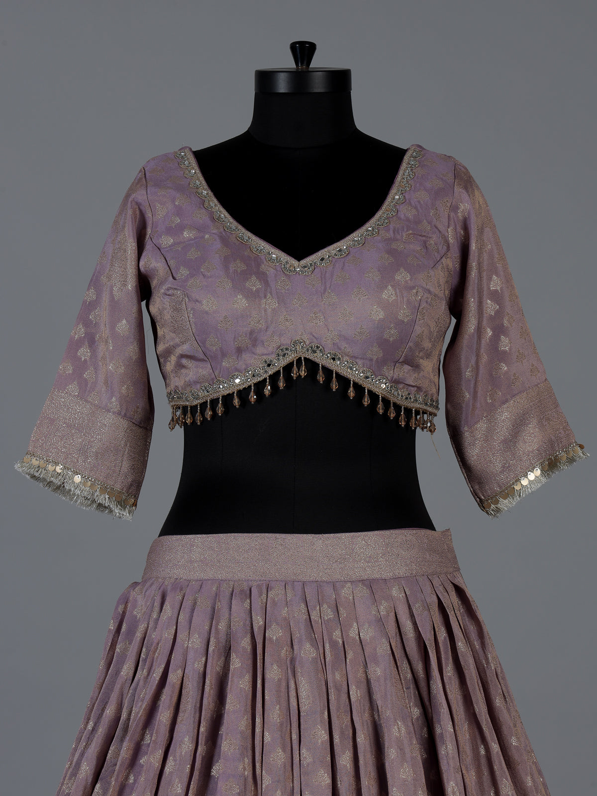 Lavender purple Banarasi silk lehenga choli with dupatta elegance