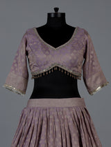 Lavender purple Banarasi silk lehenga choli with dupatta elegance
