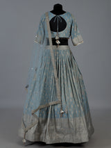 Sky blue Banarasi silk lehenga choli with elegant dupatta