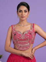 Red silk designer lehenga choli with festive dupatta elegance