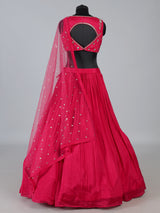 Red silk designer lehenga choli with festive dupatta elegance