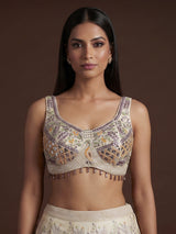 Cream silk designer lehenga choli with elegant dupatta charm