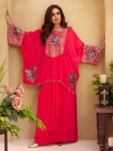 Magenta crepe silk designer indowestern suit ensemble