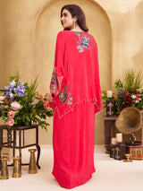Magenta crepe silk designer indowestern suit ensemble