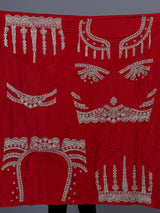 Red raw silk bridal lehenga choli with double bridal dupatta