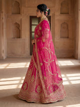 Magenta pink designer bridal silk lehenga choli
