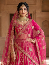 Magenta pink designer bridal silk lehenga choli